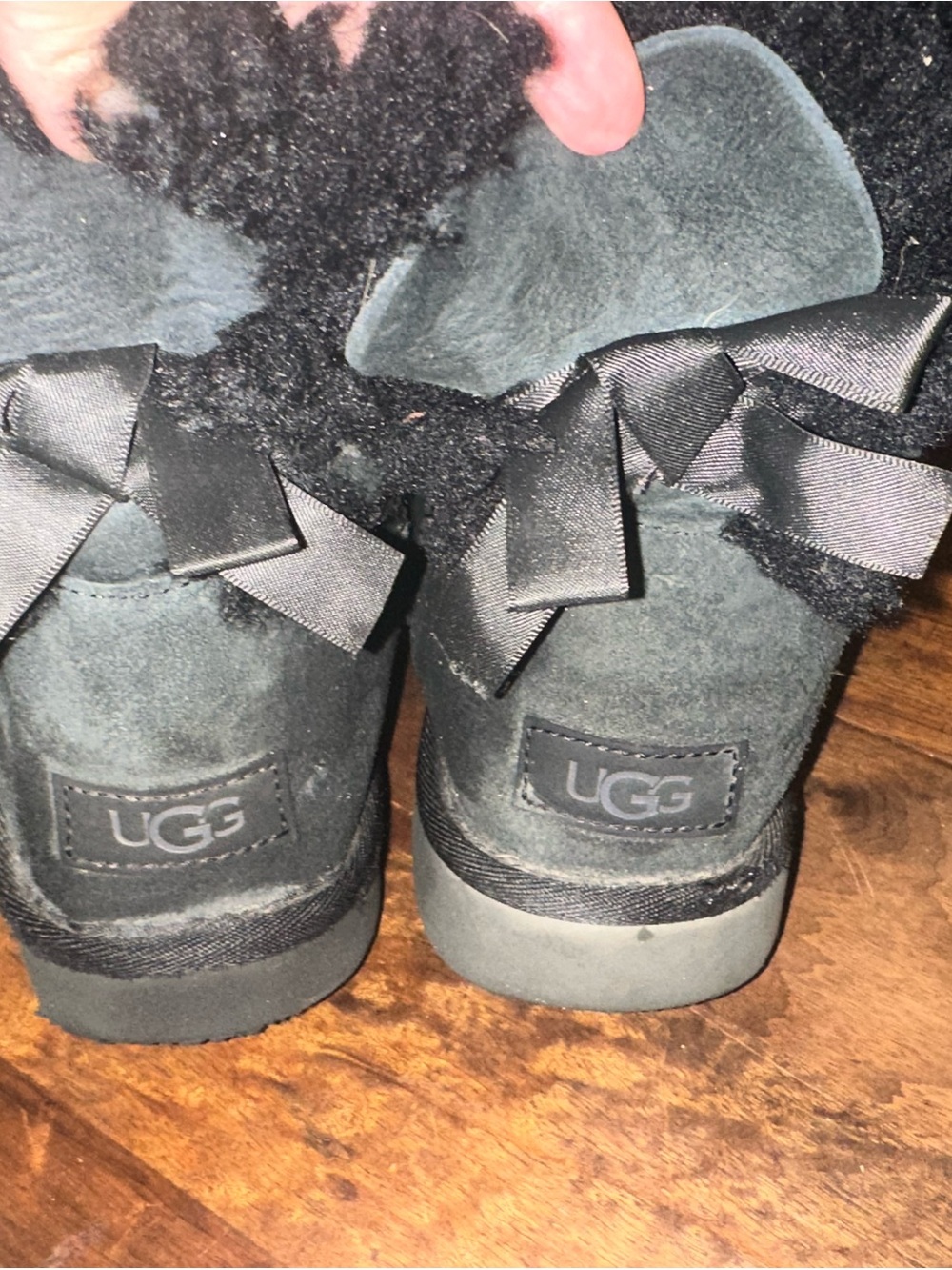 UGG Australia Black Bailey Bow II Suede Boots - Women's Size 7